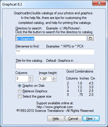 Graphcat main screen