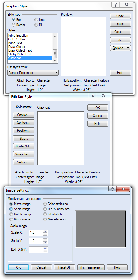 Editing the graphic style in a Graphcat photo catalog